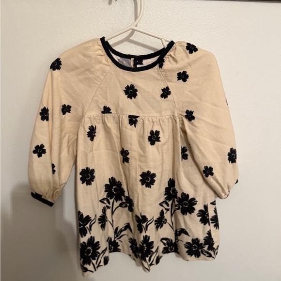 Zara Other - Zara Cream and Black Floral Kids Dress